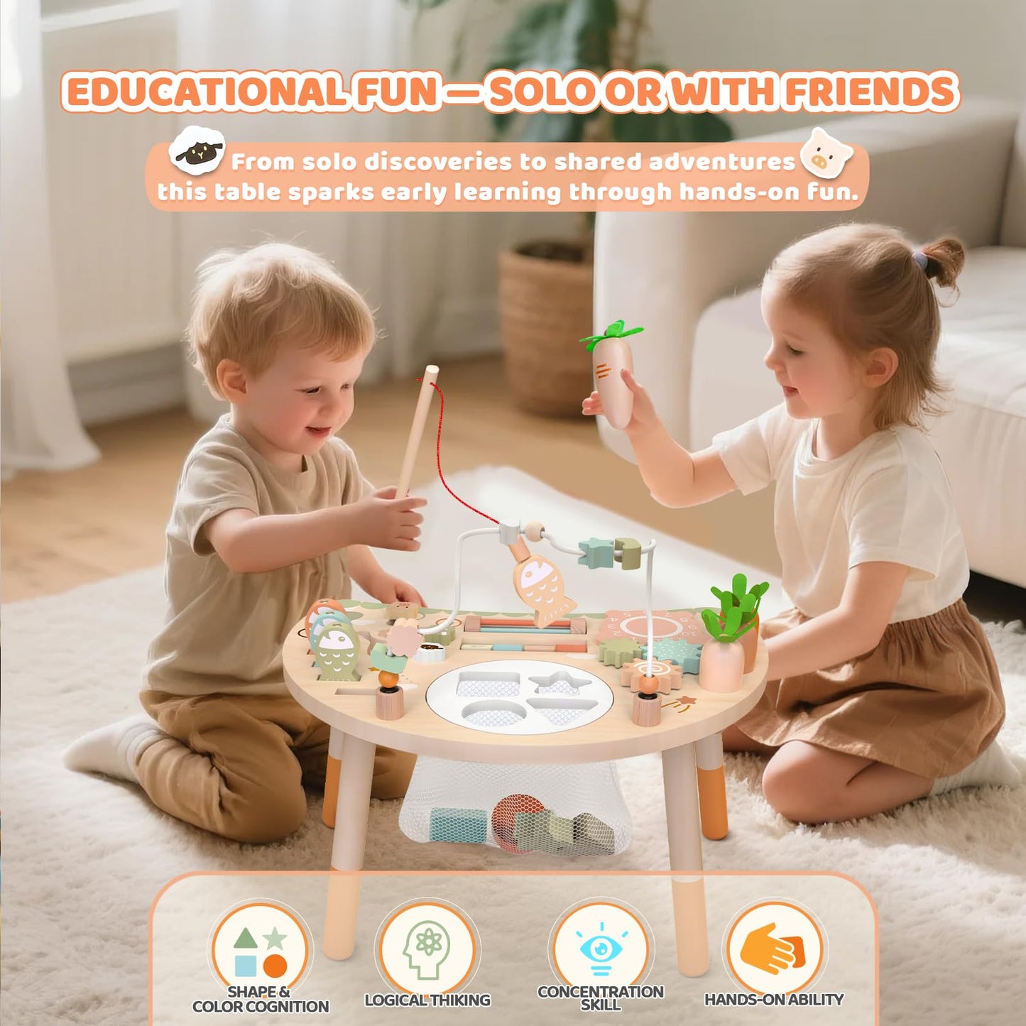 Hewaurorion 9-in-1 Montessori Sensory Table – Wooden Toddler Activity Center