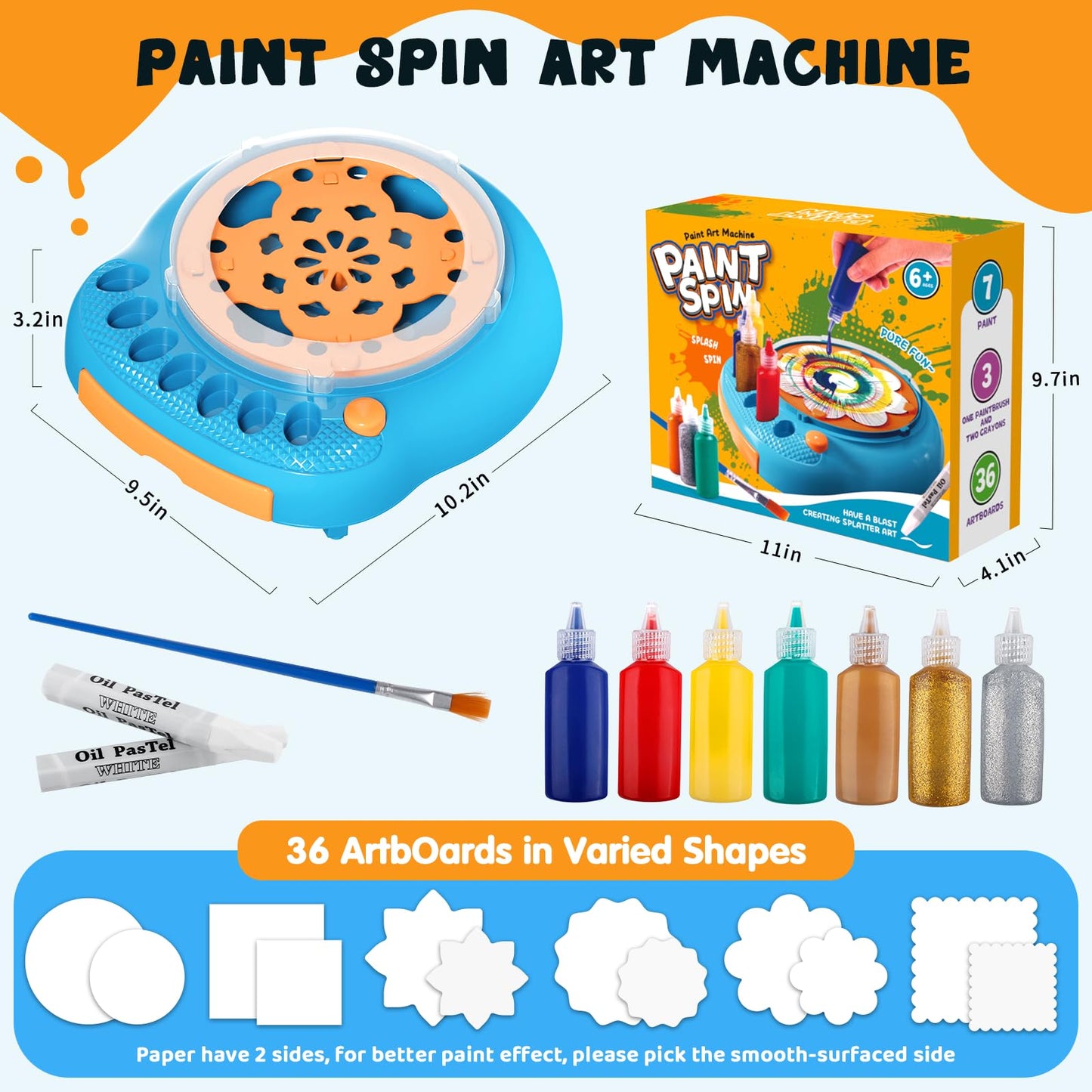 Hewaurorion Paint Spin Art Machine Kit for Kids, Blue – Arts & Crafts Spinner Toy for Ages 6–9