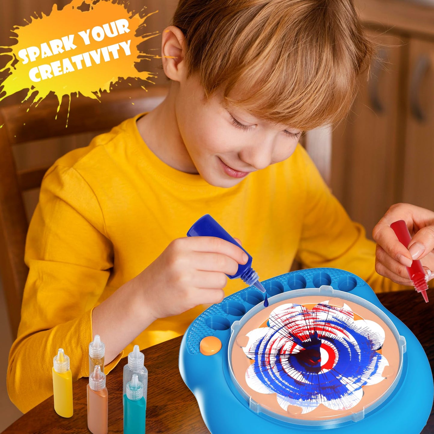 Hewaurorion Paint Spin Art Machine Kit for Kids, Blue – Arts & Crafts Spinner Toy for Ages 6–9