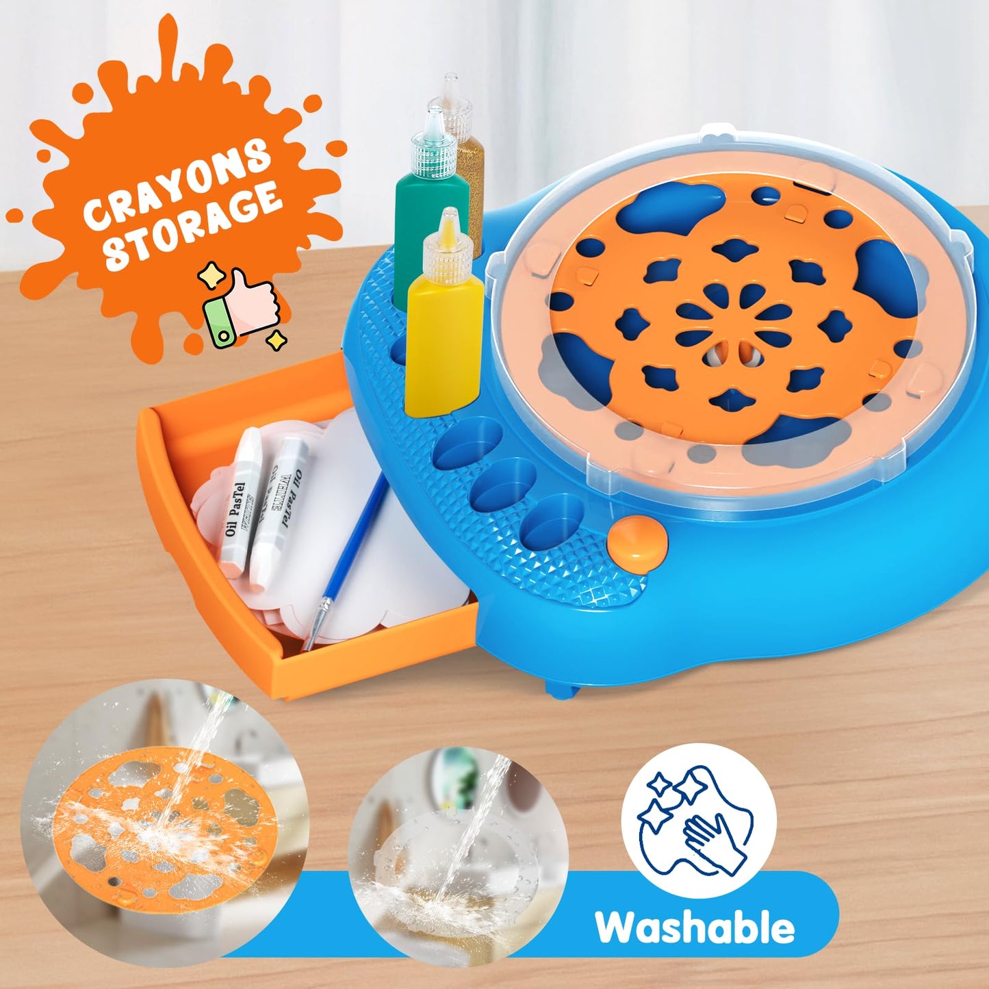 Hewaurorion Paint Spin Art Machine Kit for Kids, Blue – Arts & Crafts Spinner Toy for Ages 6–9