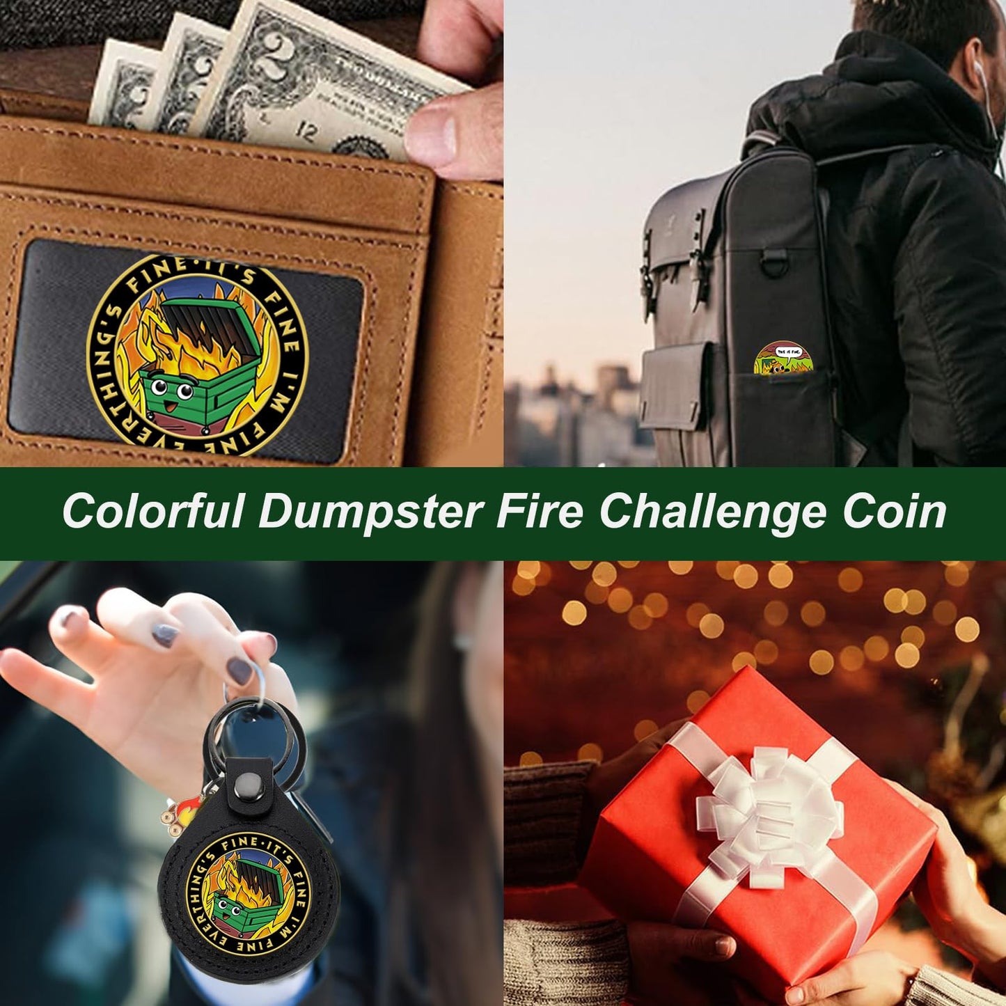 HEWJYDE Dumpster Fire Challenge Coin – Double-Sided Desk Token