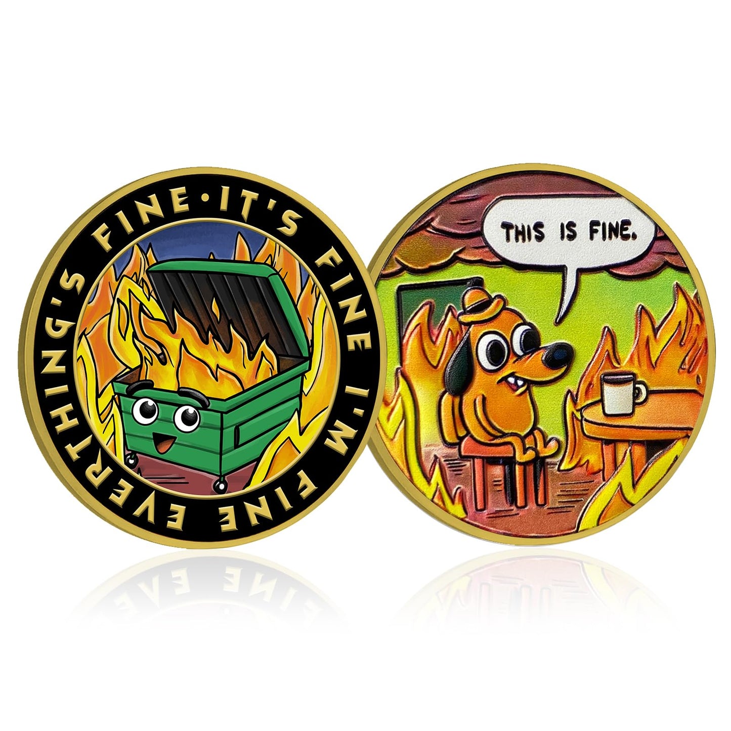 HEWJYDE Dumpster Fire Challenge Coin – Double-Sided Desk Token