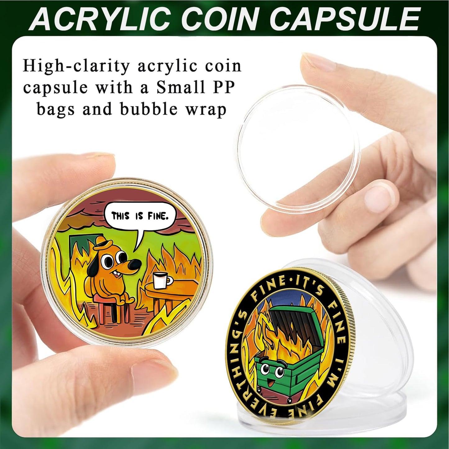 HEWJYDE Dumpster Fire Challenge Coin – Double-Sided Desk Token