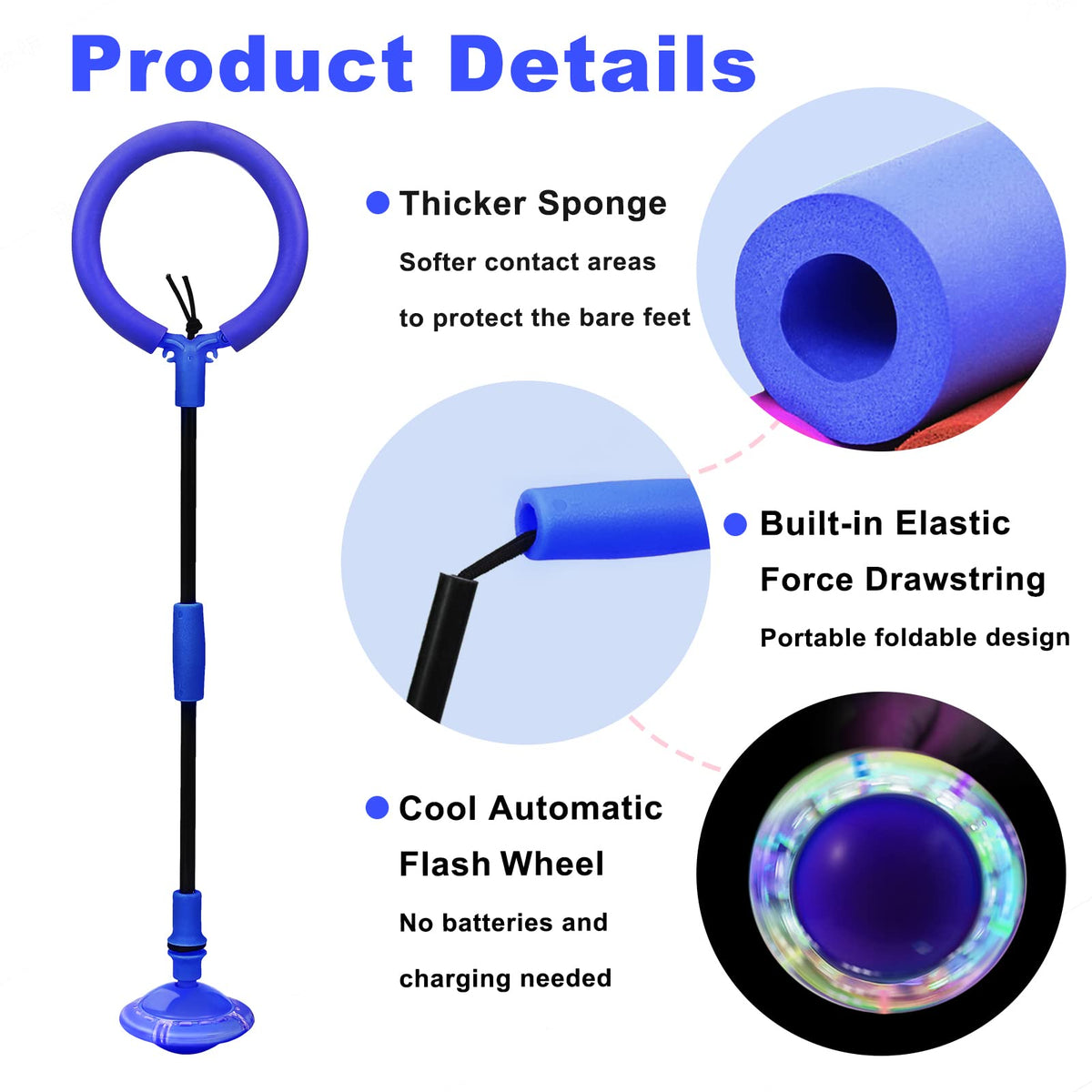 Hewog Skip Ball – Portable Foldable Colorful Flash Wheel Swing Ball for Kids & Adults