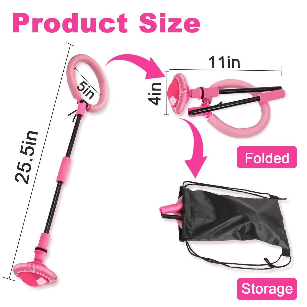 Hewog Skip Ball - Portable Foldable Colorful Flash Wheel for Kids & Adults