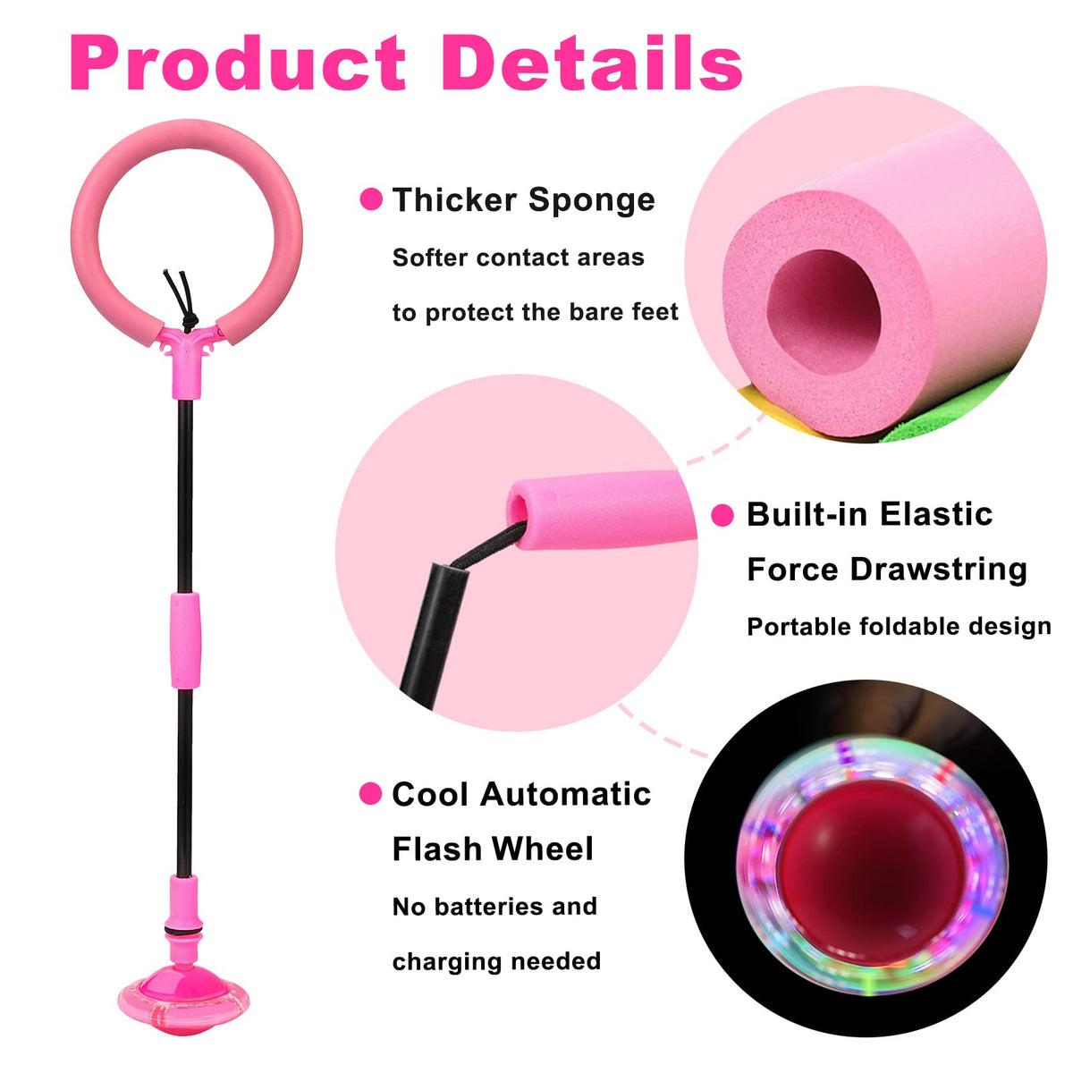 Hewog Skip Ball - Portable Foldable Colorful Flash Wheel for Kids & Adults