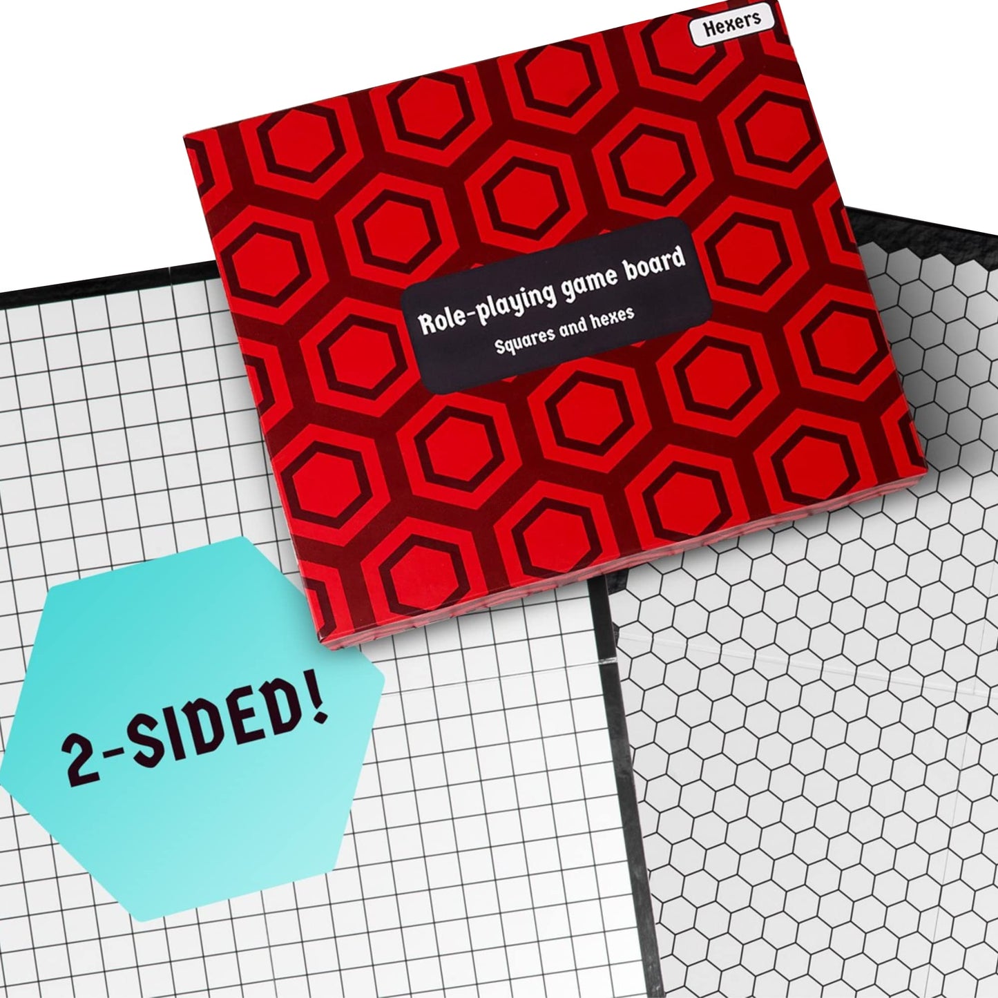 Hexers Authentic RPG Board — 27x23 in Foldable Square & Hex Grid, D&D Pathfinder Compatible
