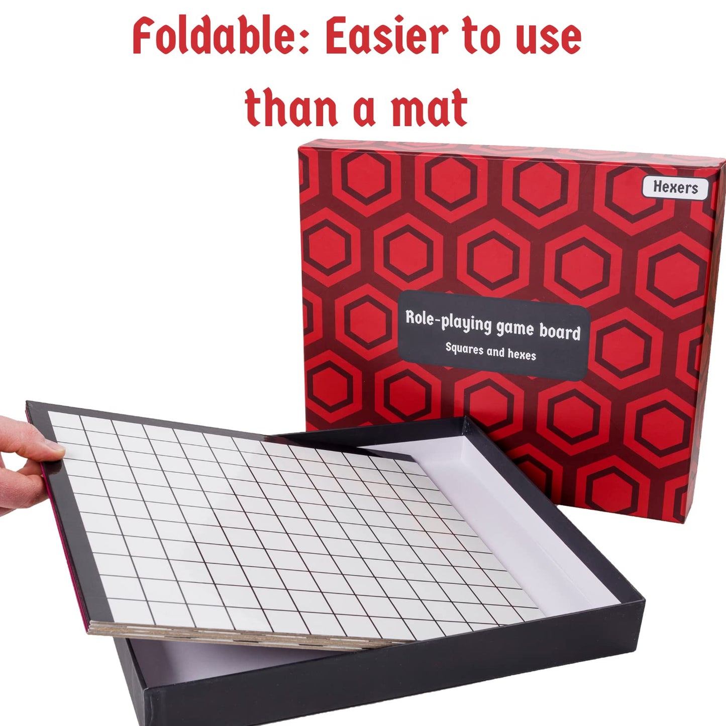 Hexers Authentic RPG Board — 27x23 in Foldable Square & Hex Grid, D&D Pathfinder Compatible