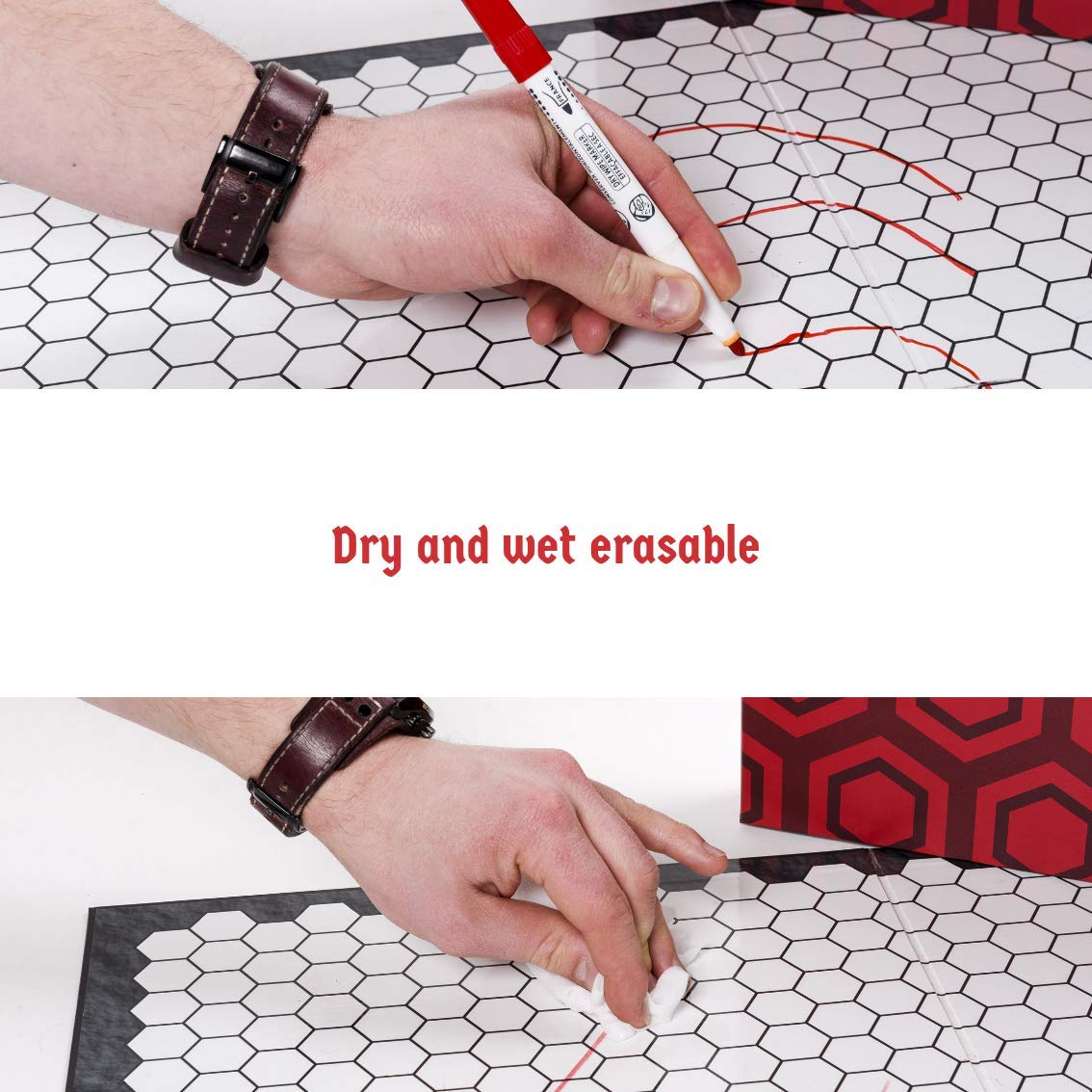 Hexers Authentic RPG Board — 27x23 in Foldable Square & Hex Grid, D&D Pathfinder Compatible