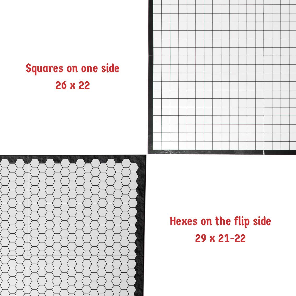 Hexers Authentic RPG Board — 27x23 in Foldable Square & Hex Grid, D&D Pathfinder Compatible