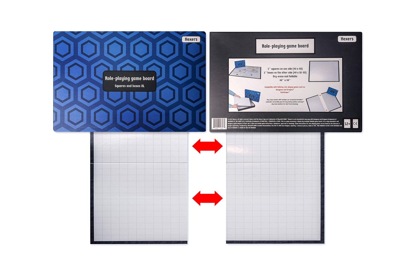 Hexers XL RPG Board – Giant 44x34 in Squares & Hexes, Dry Erase