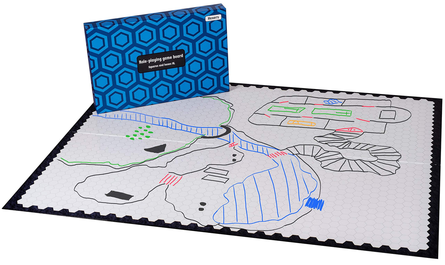 Hexers XL RPG Board – Giant 44x34 in Squares & Hexes, Dry Erase