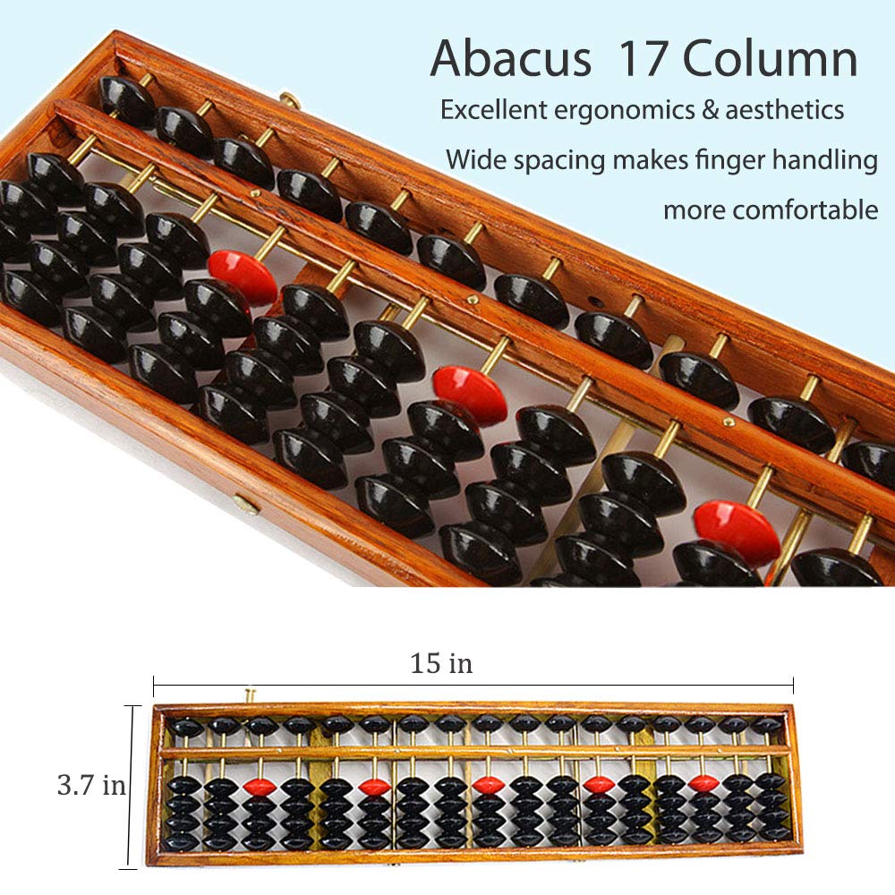 Hexing Vintage Style Wooden Abacus Soroban, 17-Column, 15in | Professional Abacus for Adults & Kids