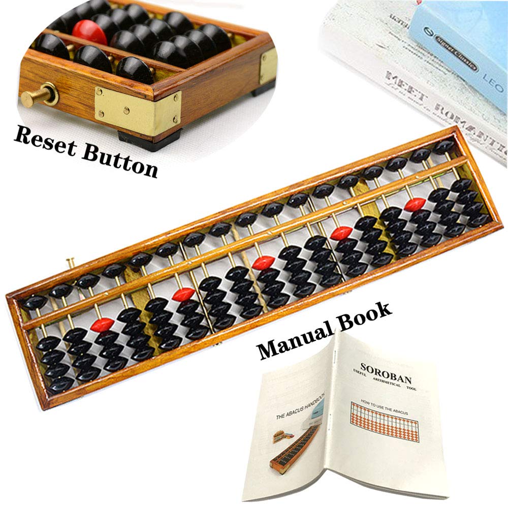 Hexing Vintage Style Wooden Abacus Soroban, 17-Column, 15in | Professional Abacus for Adults & Kids