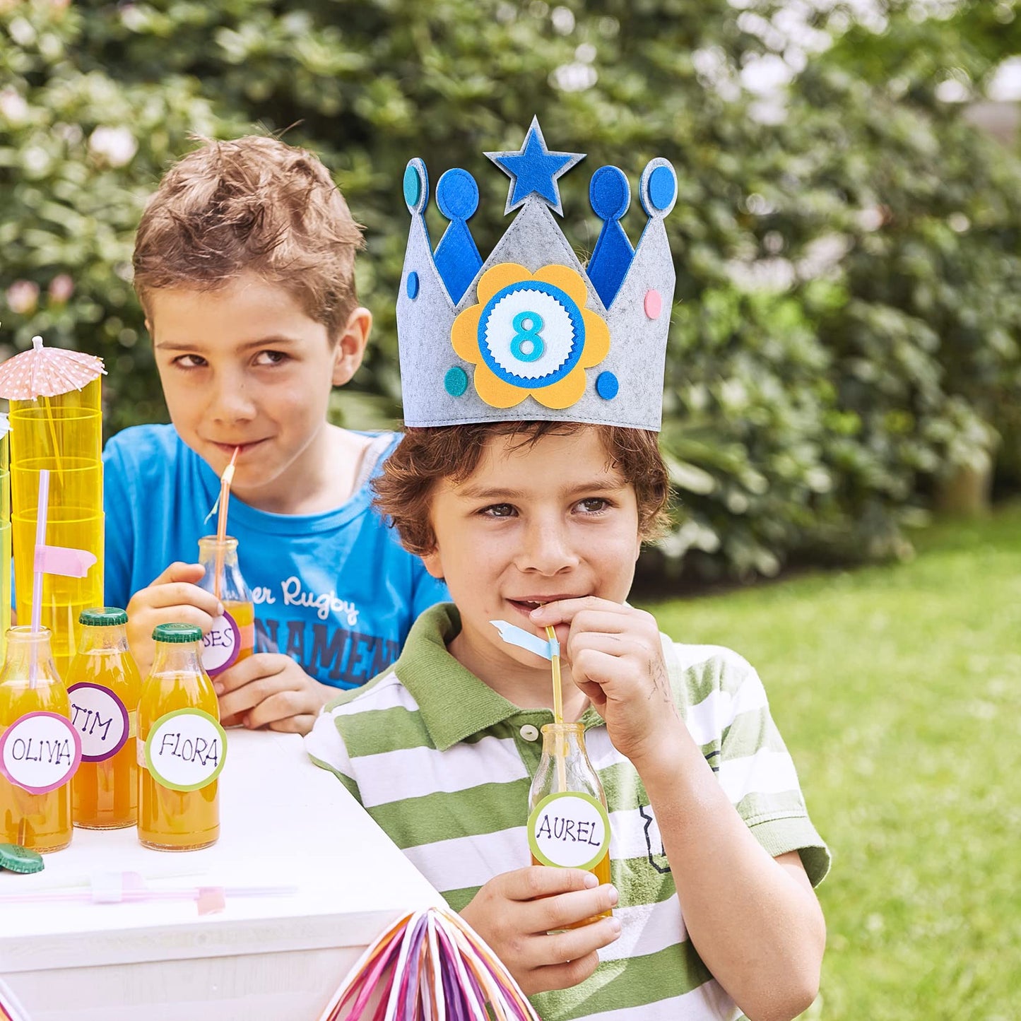 HexinYigjly Kids Birthday Crown – Adjustable Felt with 0-9 Numbers and 3D Stickers