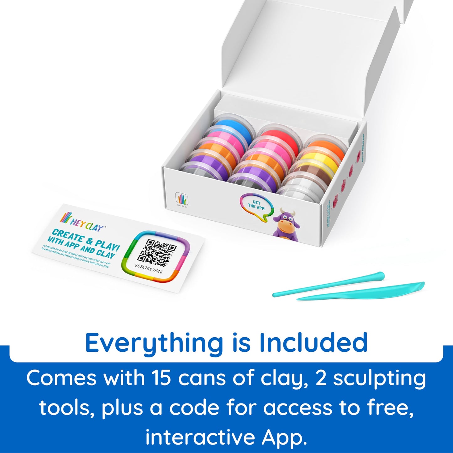 Hey Clay Animals: Interactive Air-Dry Clay Kit with App for Kids & Tweens