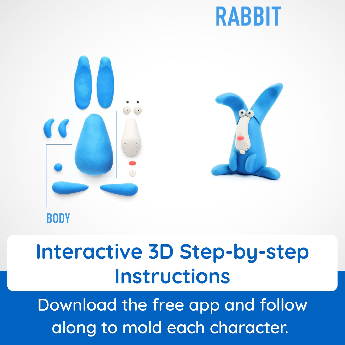 Hey Clay Animals: Interactive Air-Dry Clay Kit with App for Kids & Tweens