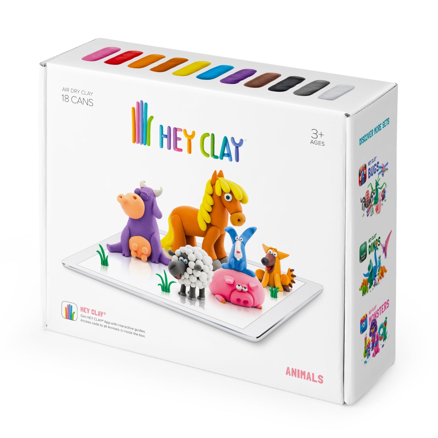 Hey Clay Animals – 18-Can Air-Dry Clay with Interactive App for Ages 3–11