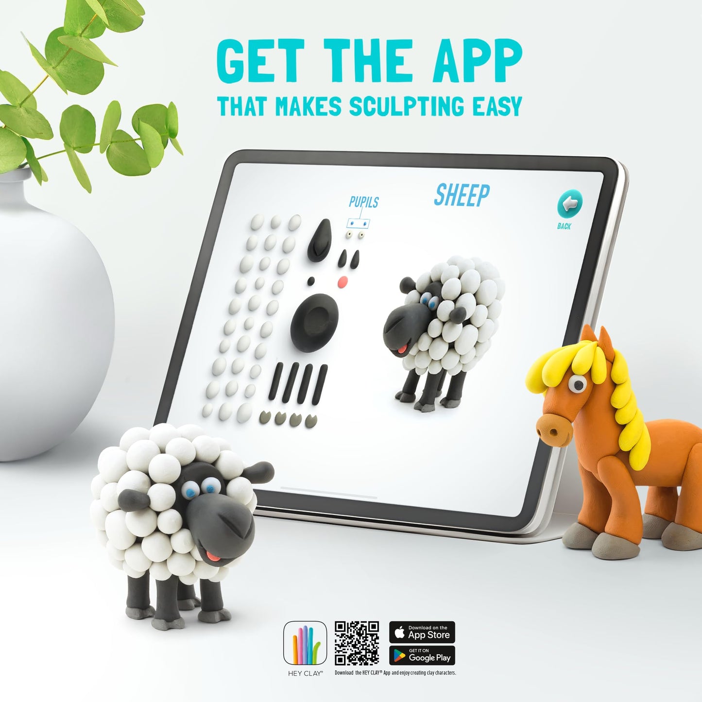 Hey Clay Animals – 18-Can Air-Dry Clay with Interactive App for Ages 3–11