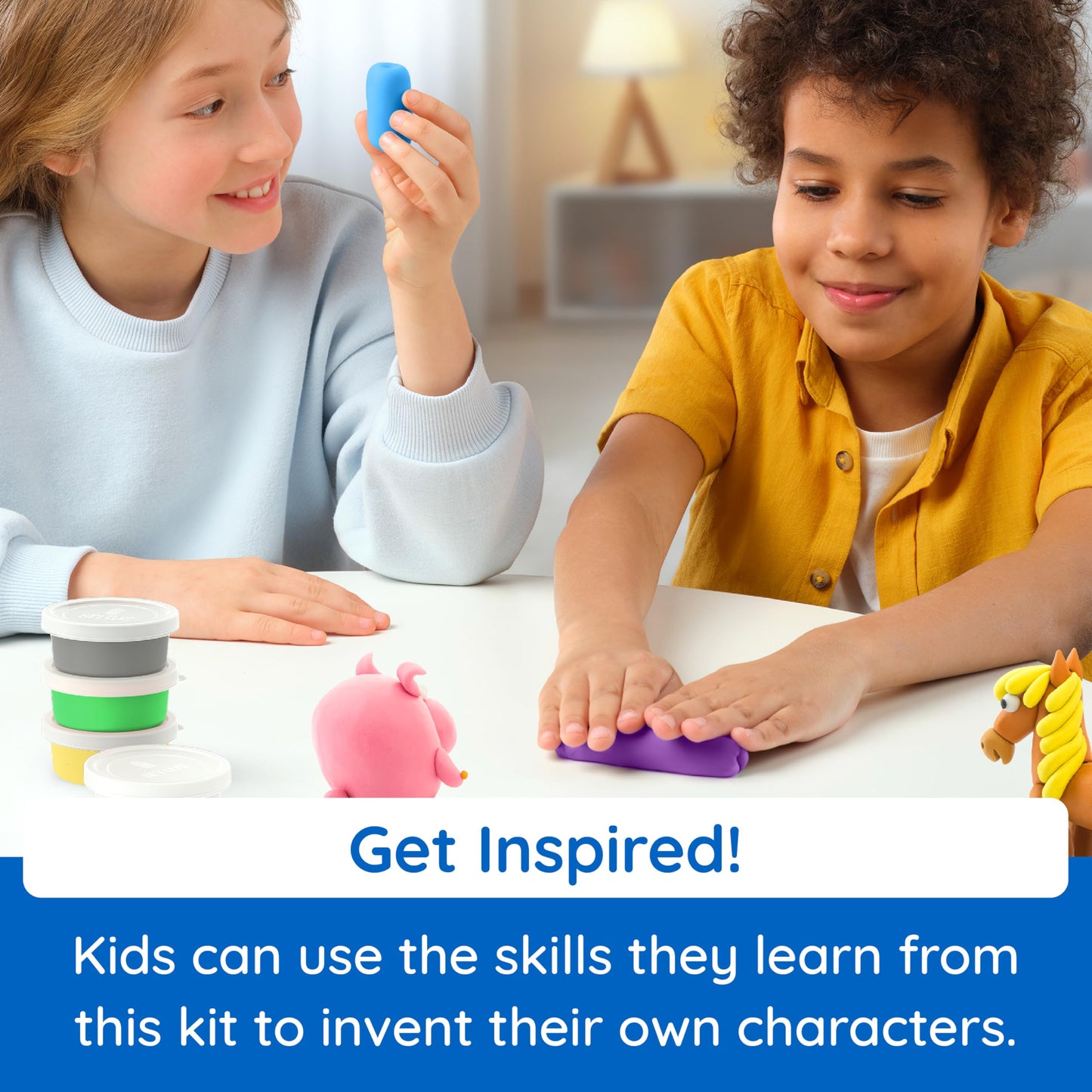 Hey Clay Animals: Interactive Air-Dry Clay Kit with App for Kids & Tweens