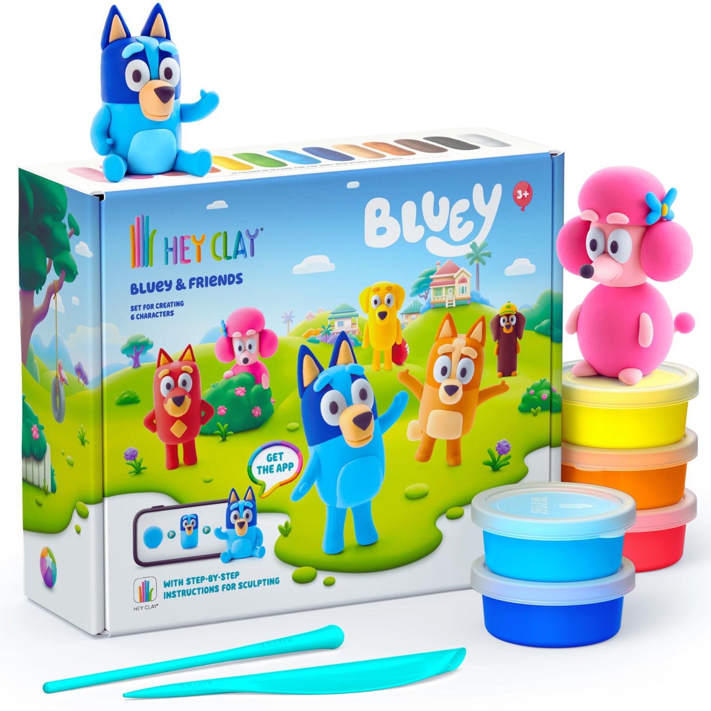 HEY CLAY Bluey & Friends - Air-Drying Clay Kit for Kids (Full Set of 6 Characters)