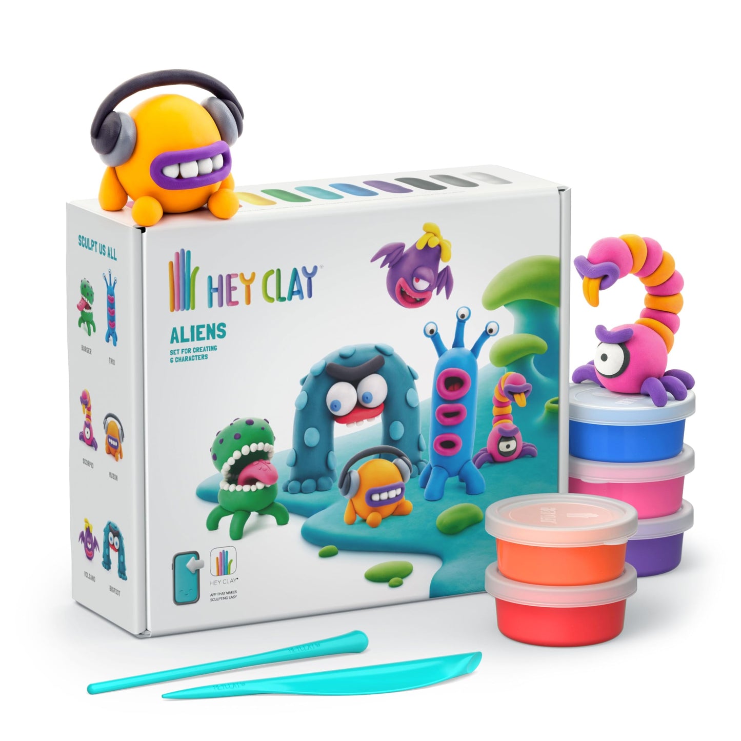 HEY CLAY Set: Colourful Air-Dry Clay Kit for Kids | 15 Cans + Tools