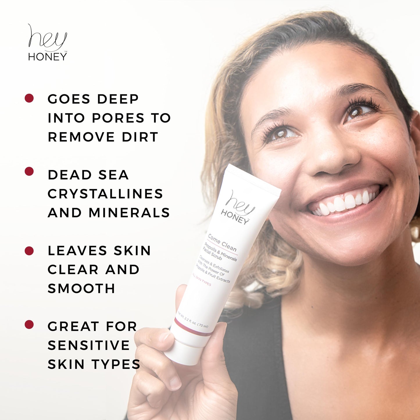 Hey Honey Propolis & Dead Sea Salt Microdermabrasion Scrub – Gentle Exfoliant for Sensitive Skin