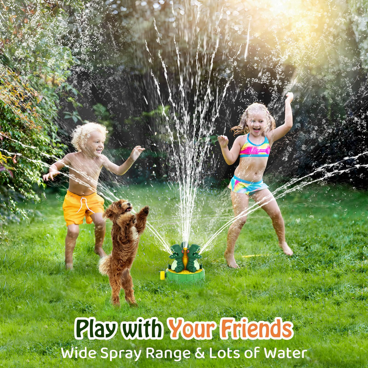 HeySplash Dragon Water Sprinkler Toy – 360° Outdoor Kid Splash Play