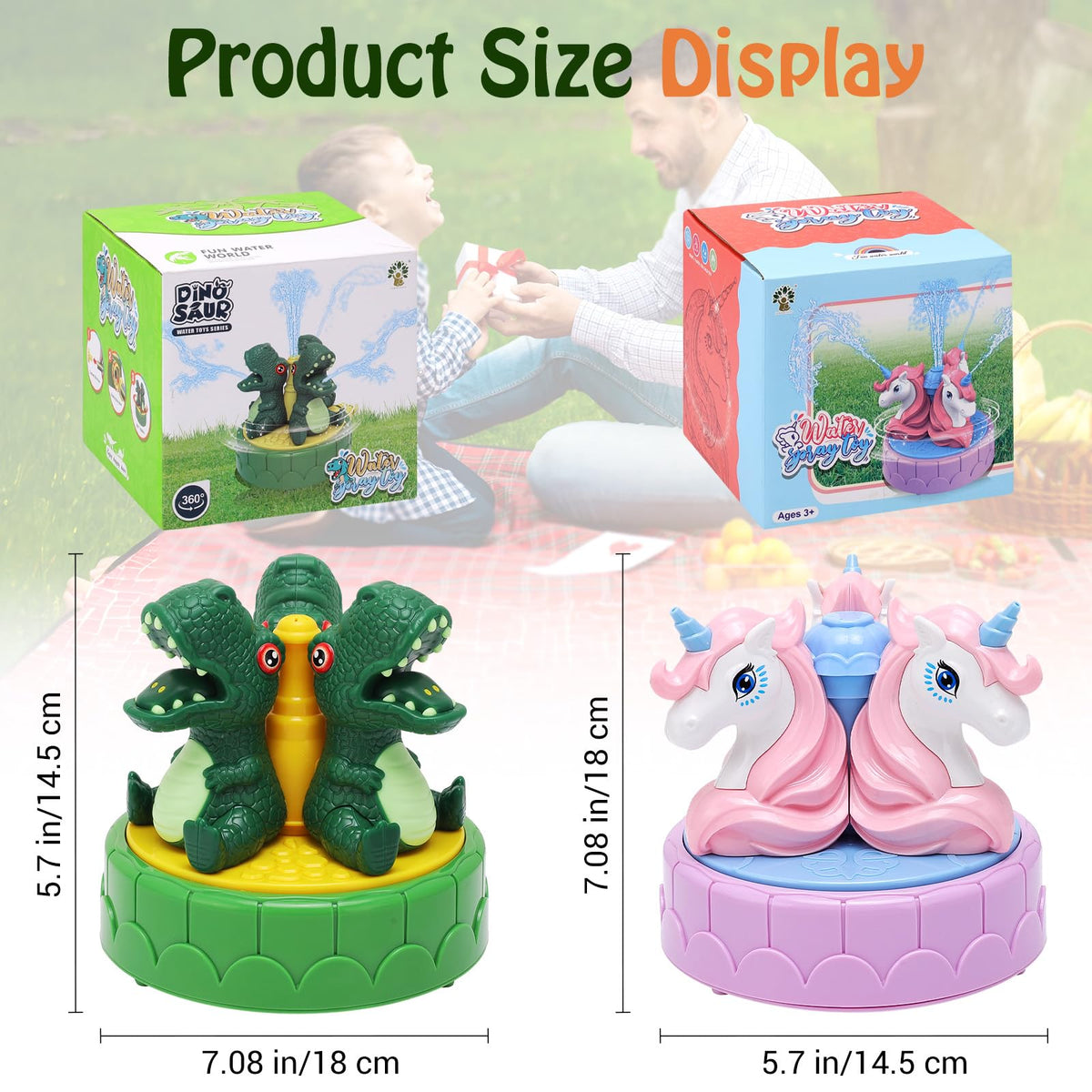 HeySplash Dragon Water Sprinkler Toy – 360° Outdoor Kid Splash Play