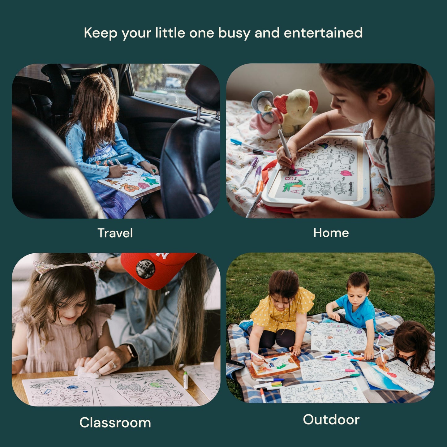 HeyDoodle Into The Wild Classic Doodle Mat – Reusable Silicone Alphabet Activity for Kids 3–7