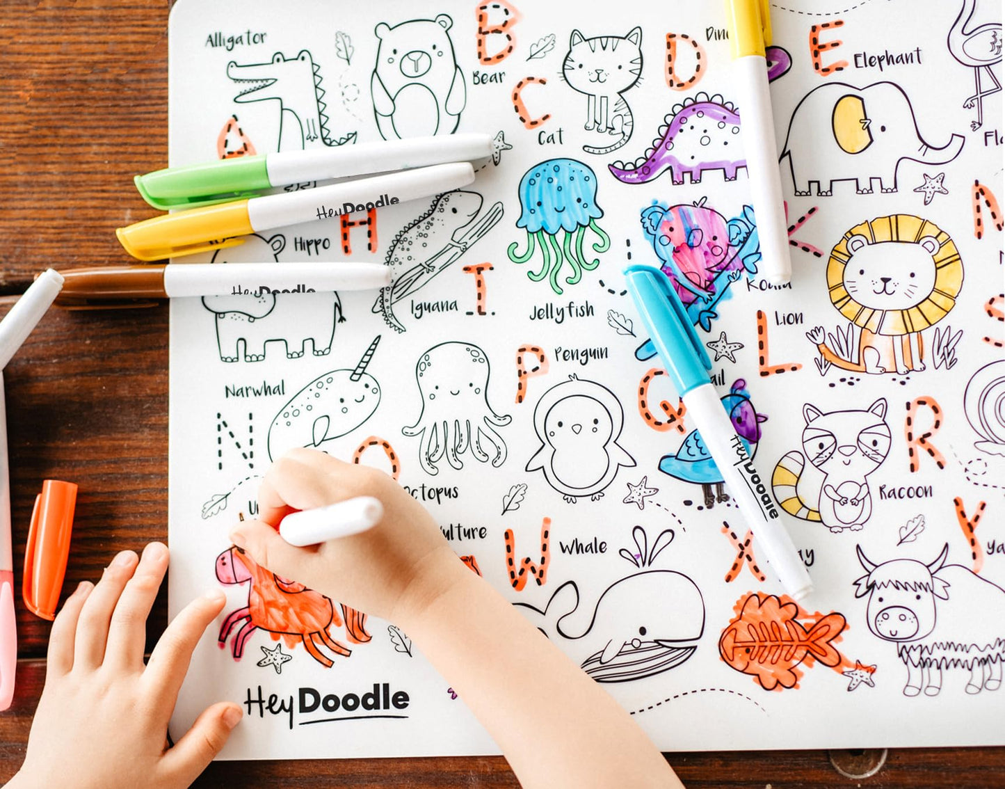 HeyDoodle Into The Wild Classic Doodle Mat – Reusable Silicone Alphabet Activity for Kids 3–7