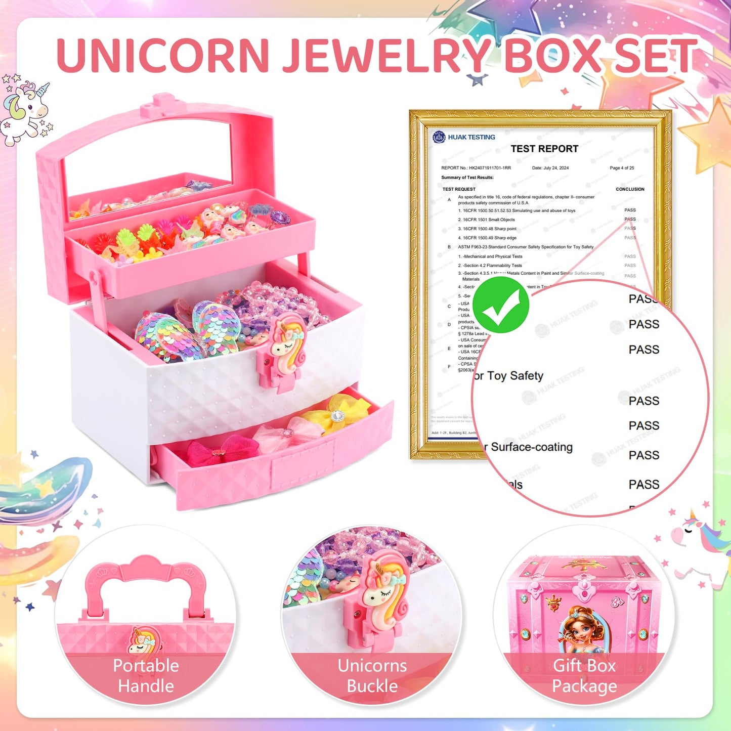 HEYDUOTON 68-Piece Kids Jewelry Set for Girls – Dress-Up Accessories & Jewelry Box