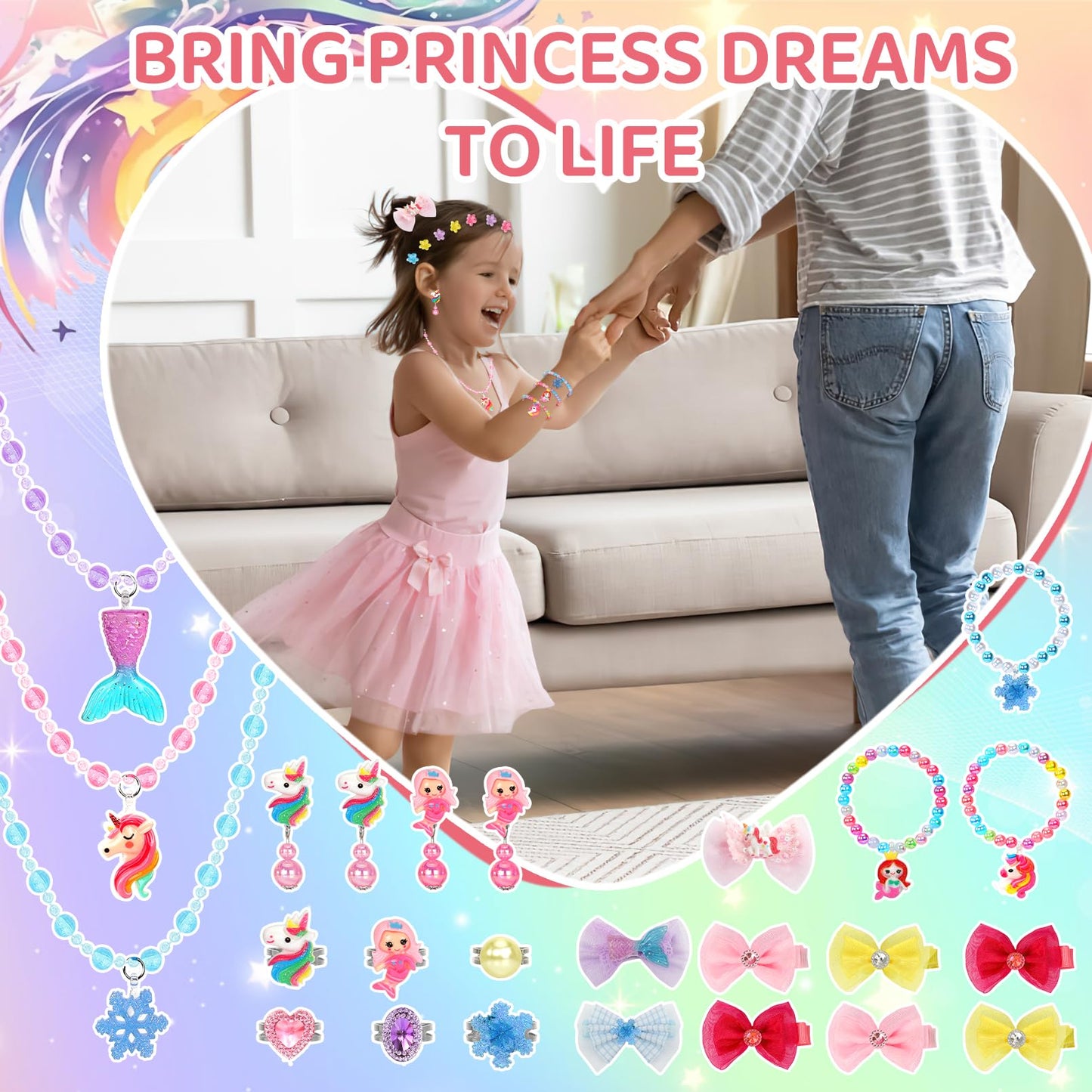 HEYDUOTON 68-Piece Kids Jewelry Set for Girls – Dress-Up Accessories & Jewelry Box