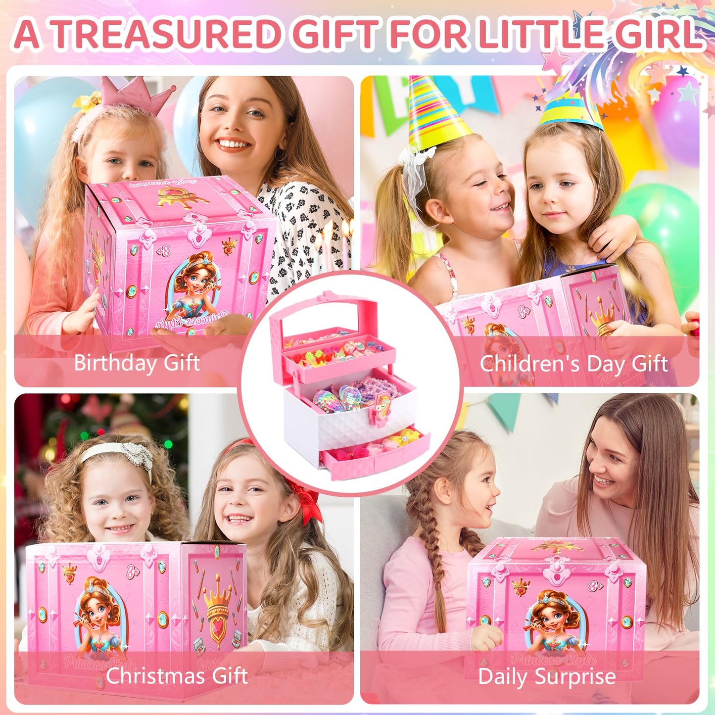 HEYDUOTON 68-Piece Kids Jewelry Set for Girls – Dress-Up Accessories & Jewelry Box