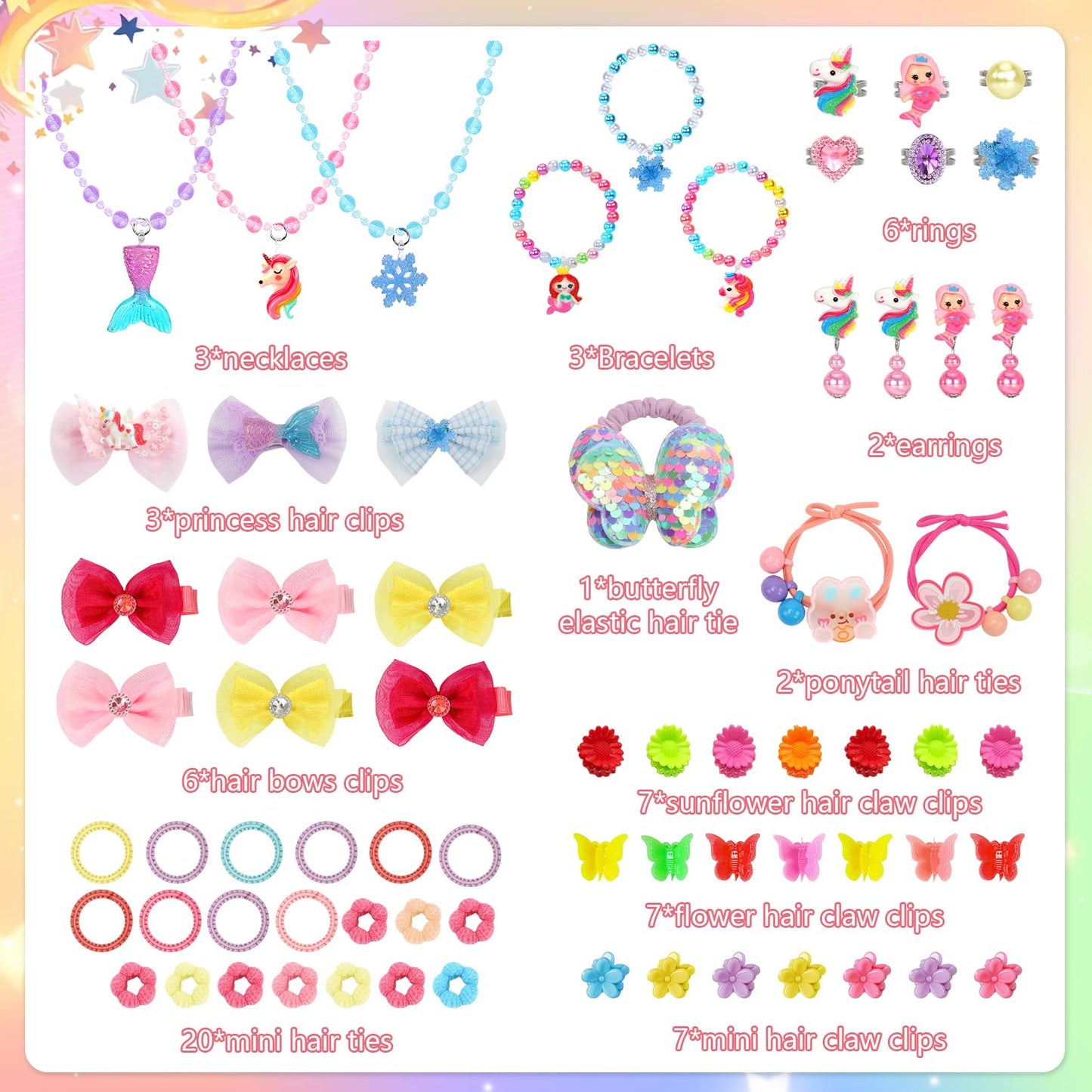 HEYDUOTON 68-Piece Kids Jewelry Set for Girls – Dress-Up Accessories & Jewelry Box