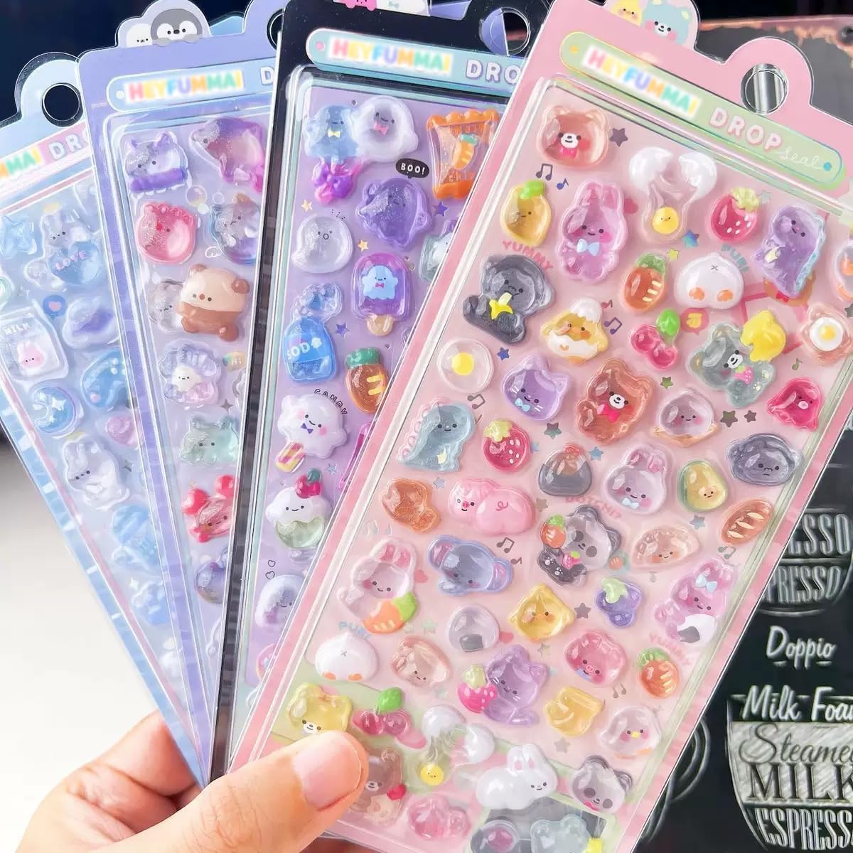 HEYFUMMAI 3D Puffy Stickers – 6 Sheets, 300+ Kawaii Resin Decor for Phone Cases & Planners