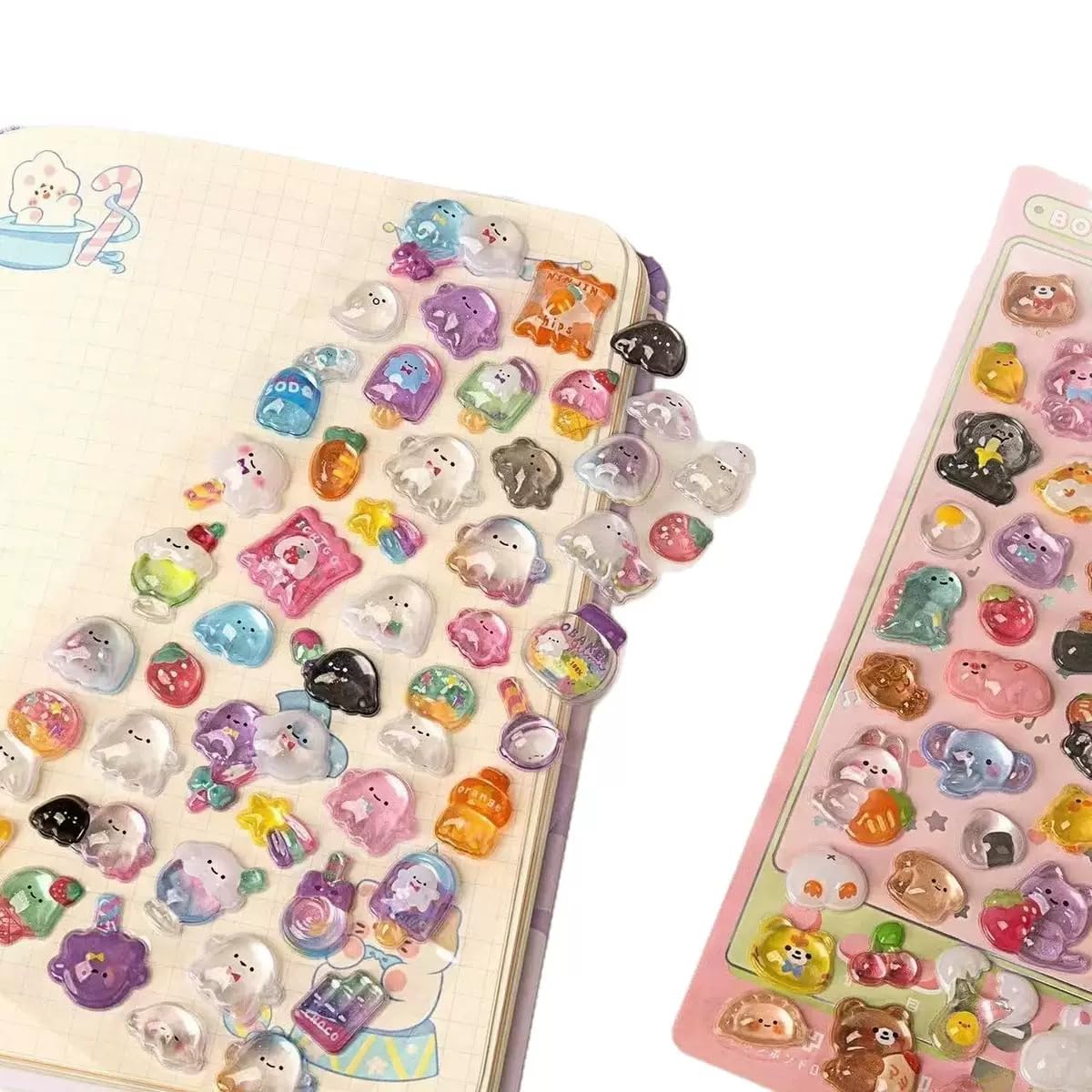 HEYFUMMAI 3D Puffy Stickers – 6 Sheets, 300+ Kawaii Resin Decor for Phone Cases & Planners