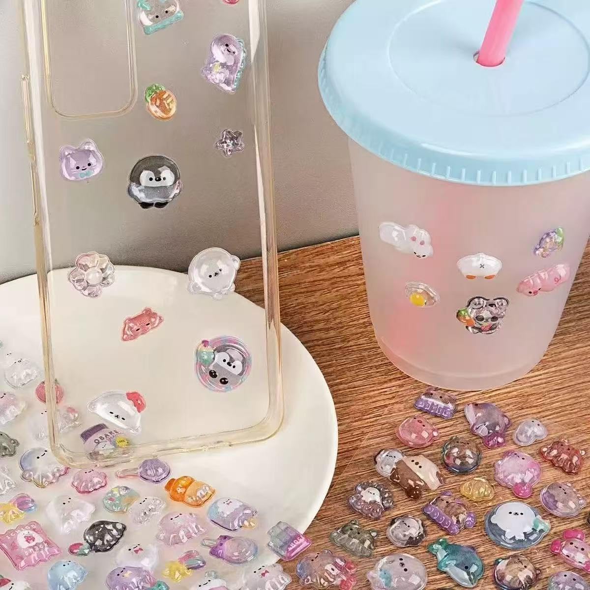 HEYFUMMAI 3D Puffy Stickers – 6 Sheets, 300+ Kawaii Resin Decor for Phone Cases & Planners