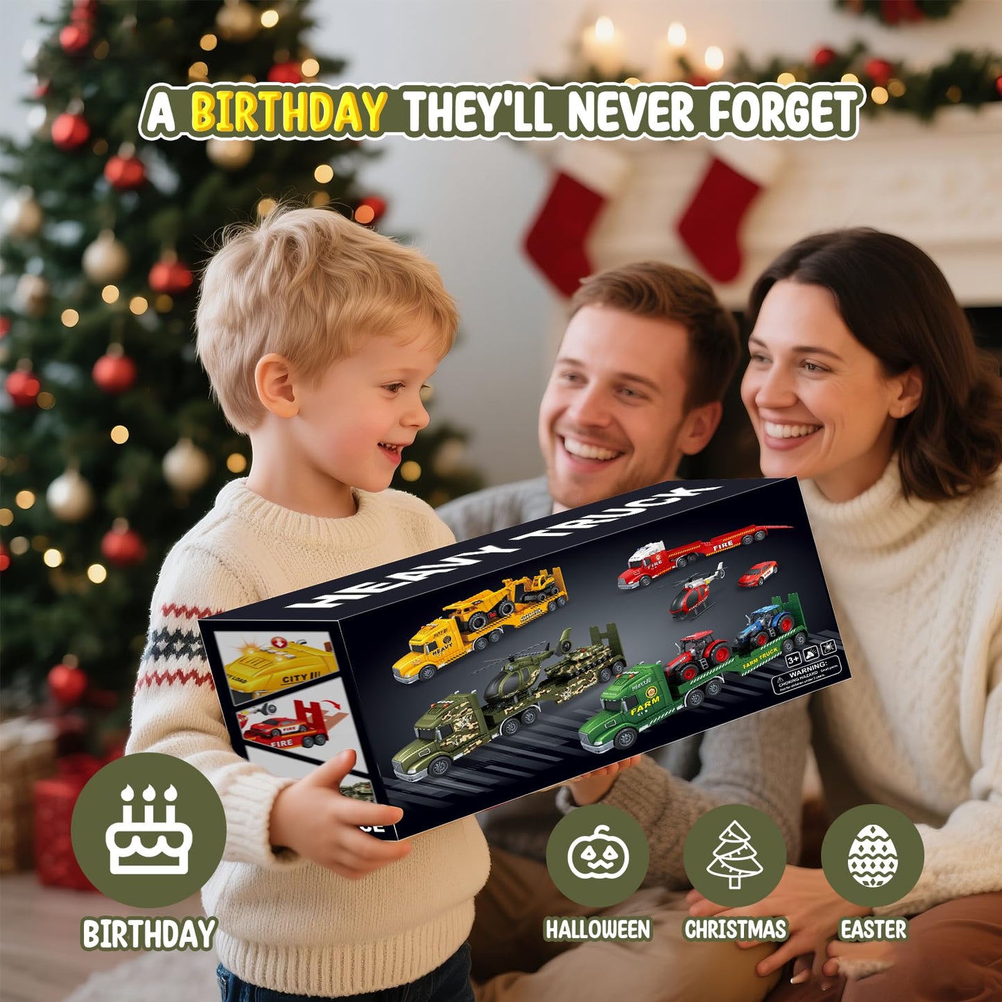 heygelo 3-in-1 toddler army truck set – 27-inch large friction-powered vehicle with lights and sounds