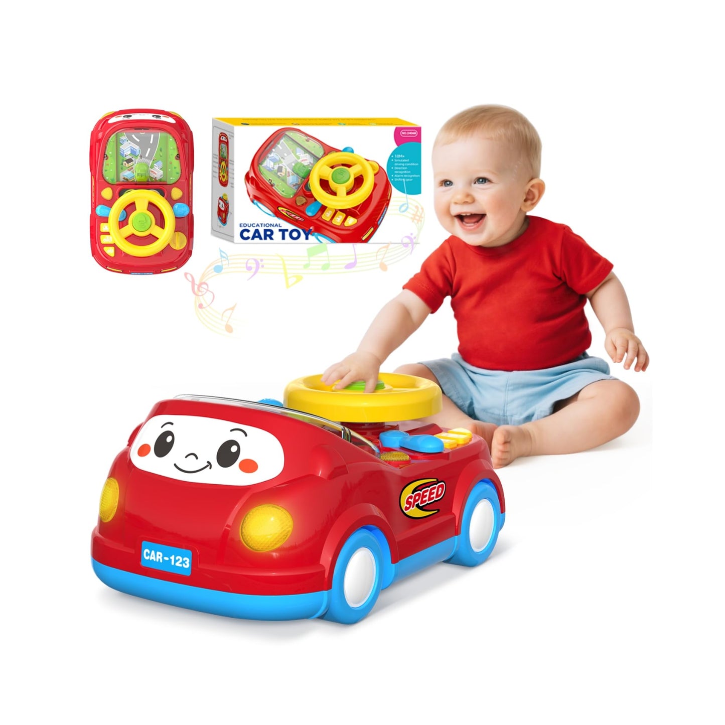 HeyGelo 2-in-1 Toddler Push Car & Musical Steering Wheel for 12-18 Months