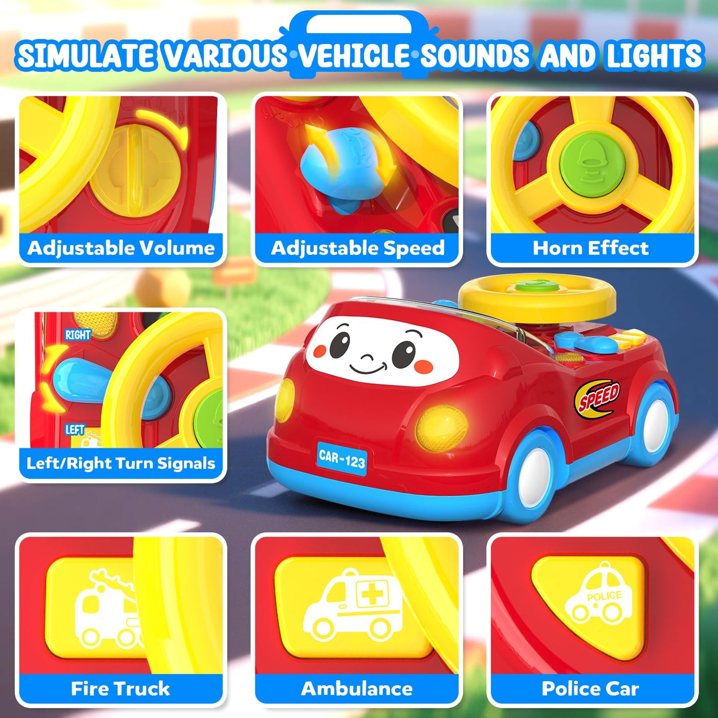 HeyGelo 2-in-1 Toddler Push Car & Musical Steering Wheel for 12-18 Months