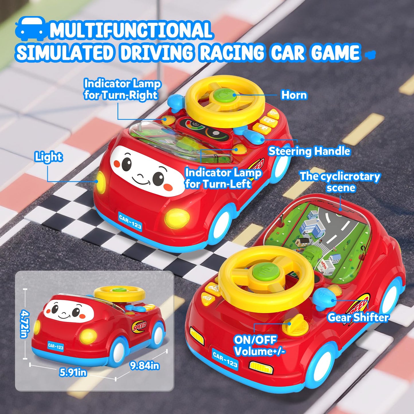 HeyGelo 2-in-1 Toddler Push Car & Musical Steering Wheel for 12-18 Months
