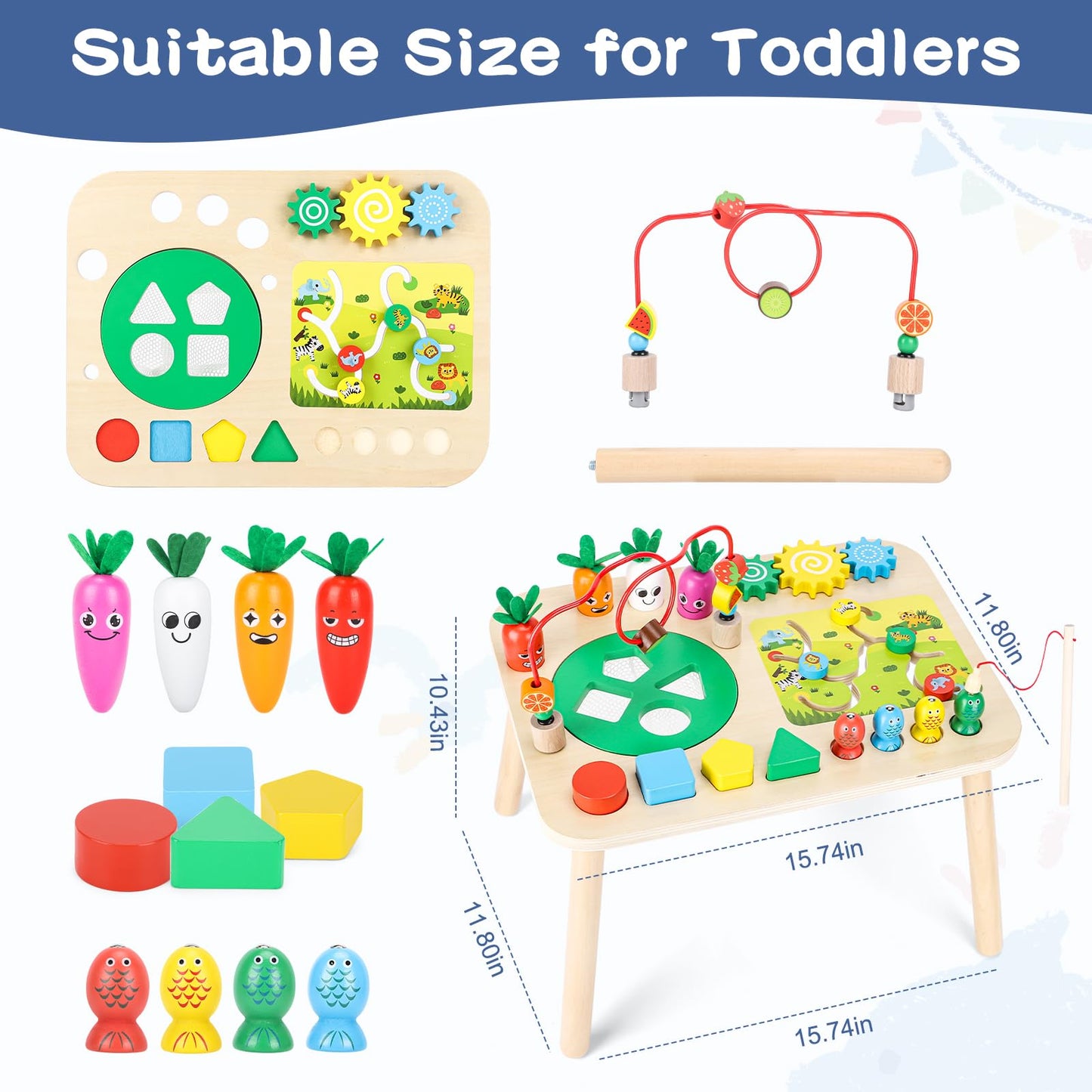 HEYLANDU 7-in-1 Montessori Activity Table for Toddlers — Sensory Play & Early Learning Gift
