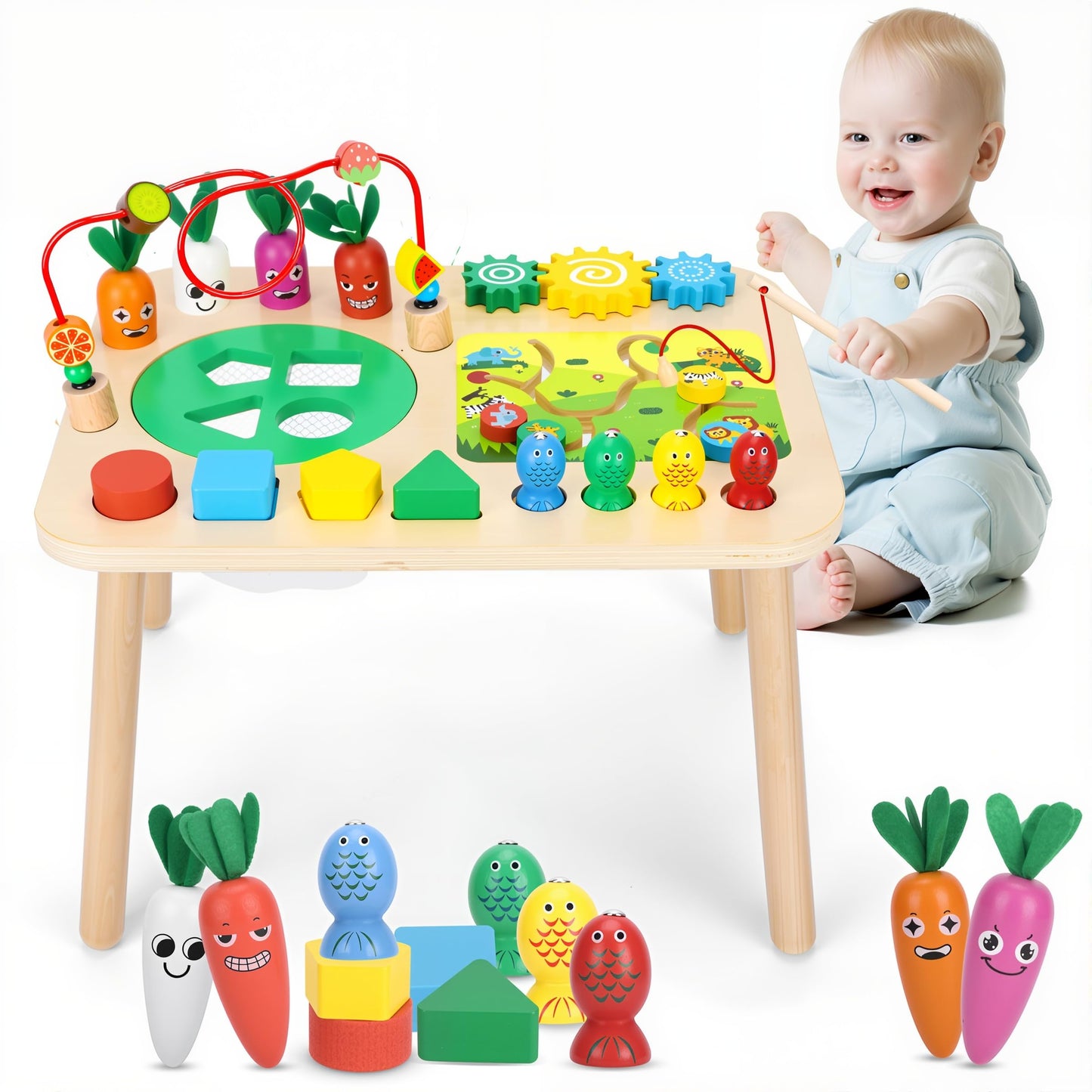 HEYLANDU 7-in-1 Montessori Activity Table for Toddlers — Sensory Play & Early Learning Gift