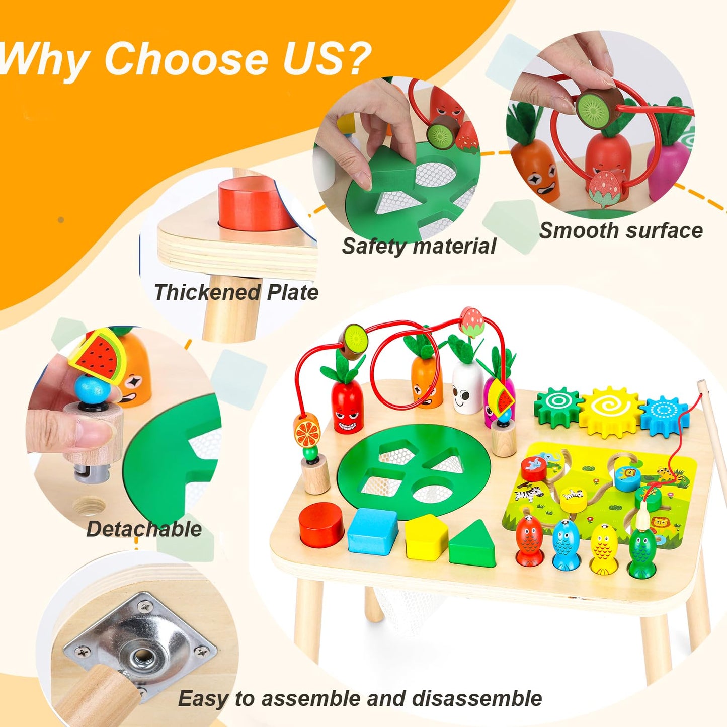 HEYLANDU 7-in-1 Montessori Activity Table for Toddlers — Sensory Play & Early Learning Gift