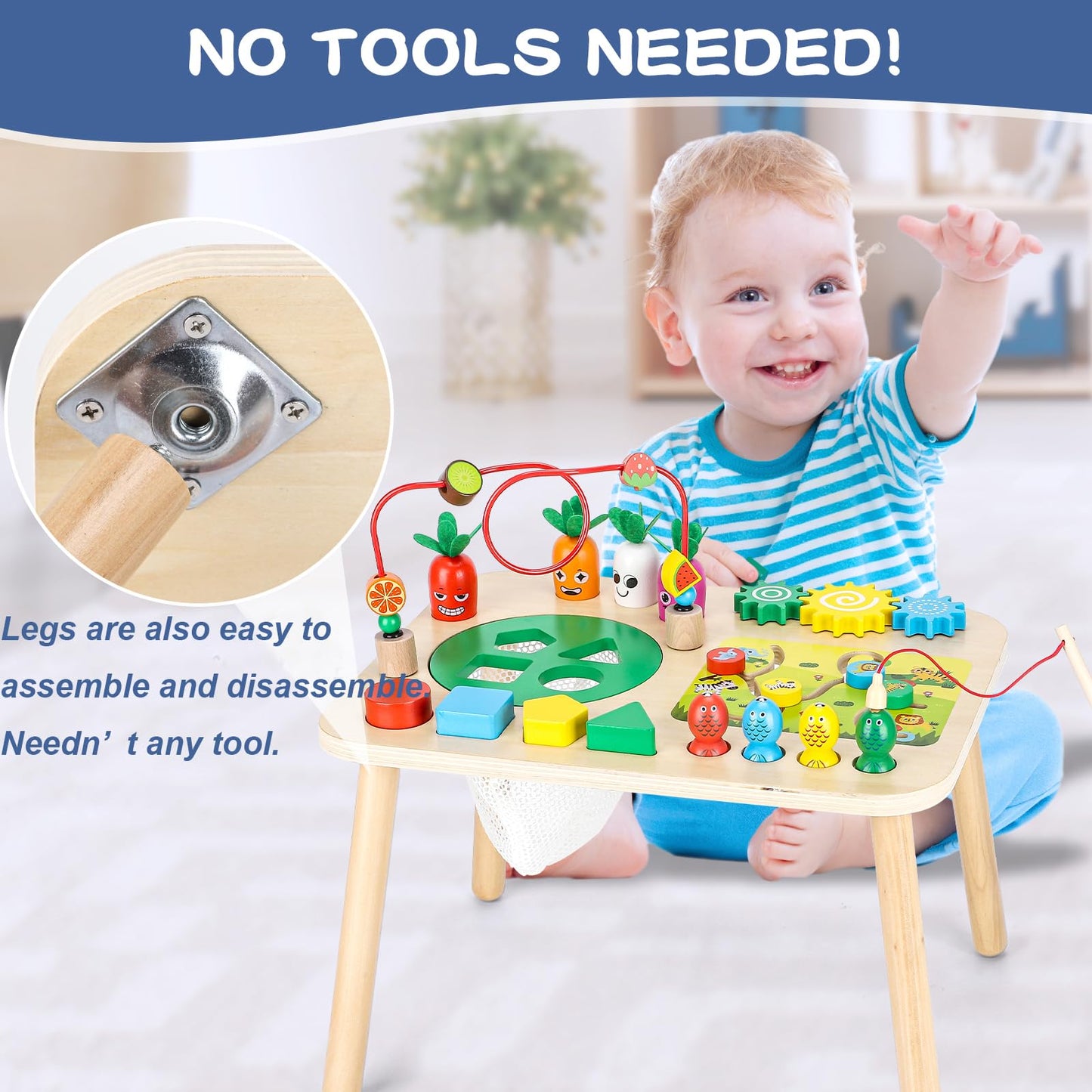 HEYLANDU 7-in-1 Montessori Activity Table for Toddlers — Sensory Play & Early Learning Gift