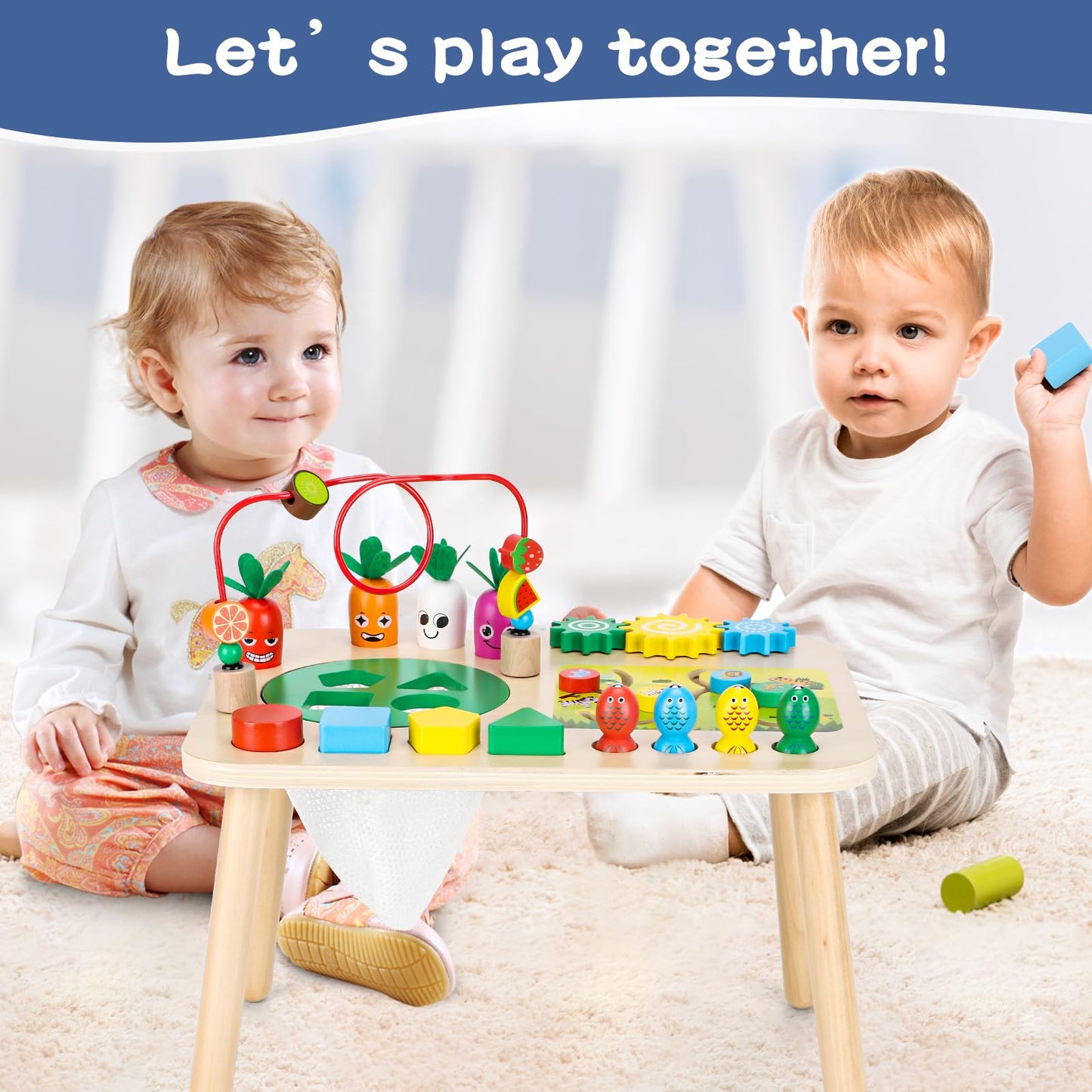 HEYLANDU 7-in-1 Montessori Activity Table for Toddlers — Sensory Play & Early Learning Gift