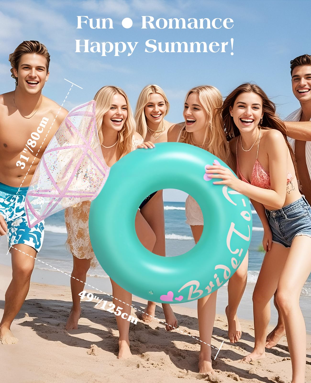 HeySplash Inflatable Diamond Ring Pool Float — Green, Large 49x35 in for Adults