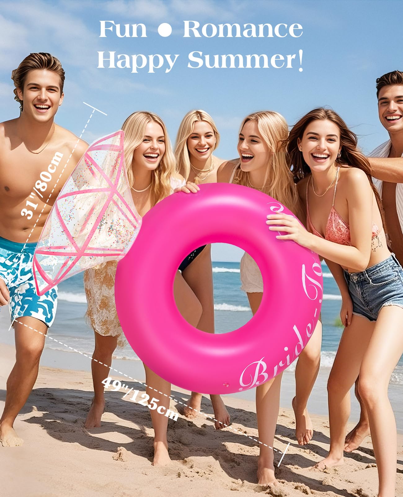 HeySplash Diamond Ring Pool Float – Large Magenta Engagement Float for Adults