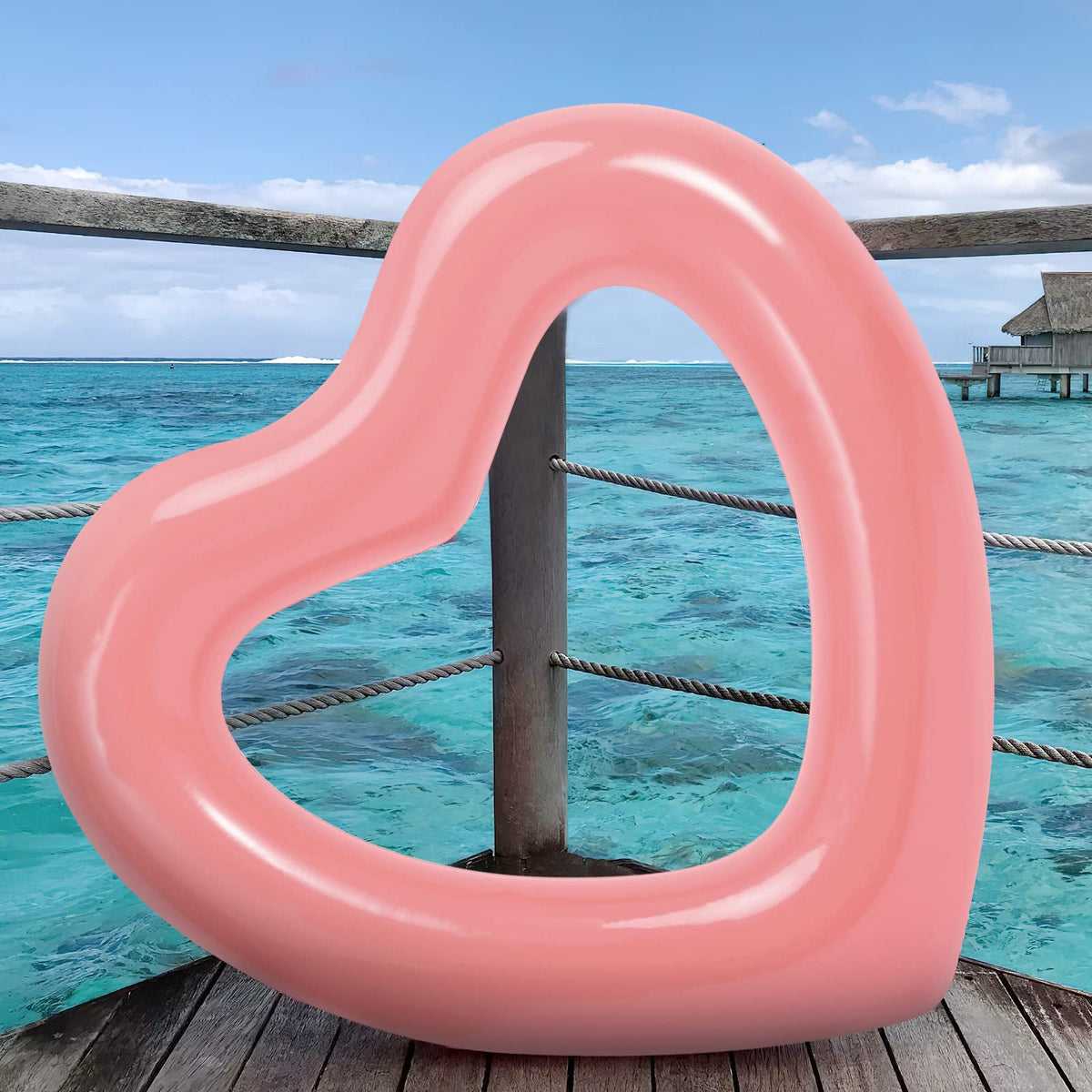 HeySplash Heart Shaped Pool Floatie — Rose Gold, Adult Size, Bachelorette Party & Wedding Decor